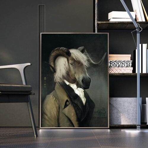 Earl of the Goat Creative Animal Oil Painting Print On Canvas Art Postes And Prints Nordic Retro Art Pictures For Living Room
