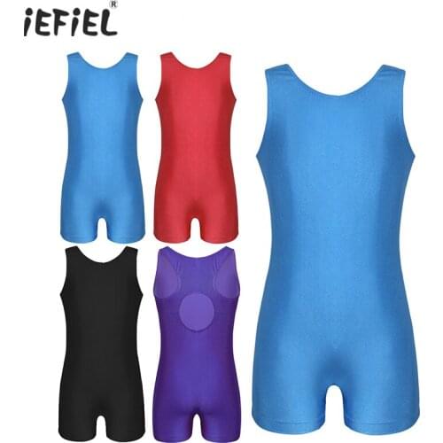 IEFiEL Kids Girls Sleeveless Keyhole Back Ballet Dance Costume Stage Performance Gymnastics Leotard Jumpsuit Unitard Dancewear