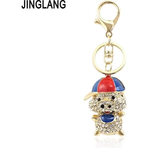 JINGLANG New Pig Fortune Cute Crystal Charm Pendant Purse Handbag Car Keychain Creative Lucky Gift Collection
