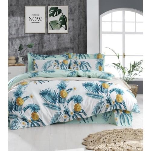 Duvet Cover Set Double Cotton 200x220 Queen Size Made in Turkey 4 Piece Stylish Design Comfortable Use European Style