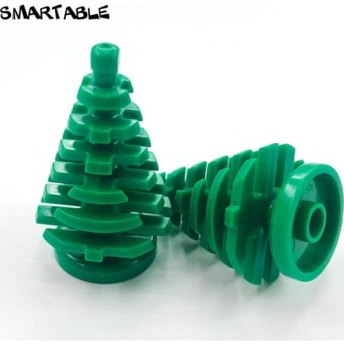 Smartable 4x4x6 Pine Christmas Big Tree Bushes Plant Building Blocks MOC Parts Toy Compatible Major Brands 3471 Toys 10pcs/lot