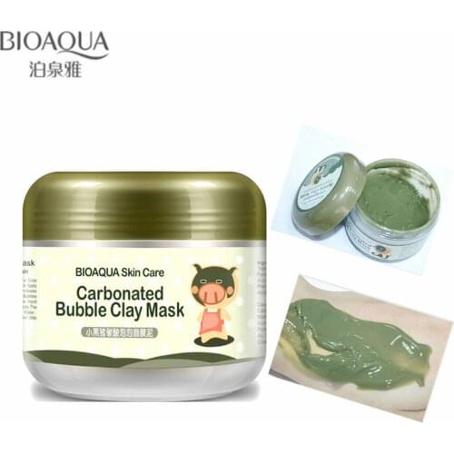 BIOAQUA 100g Small Black Pig Carbonated Bubble Clay Mask Cleaning Whitening Hydration Anti Aging Sleep Treatment Mask Skin Care