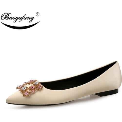BaoYaFang Fashion Flat black/blue/red pointed Toe party shoes ladies office shoes Bride wedding shoe for woman femme