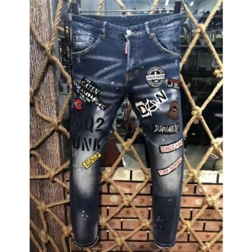 Men DSQ2 Jeans Pencil Pants Motorcycle Party Casual Trousers Street Clothing 2021 Denim Man 9607