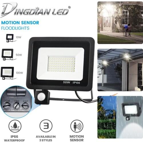 Outdoor flood light motion sensor 10W/50W/100W waterproof solar powered security light wall lamp cast spotlight for Garage,Yard