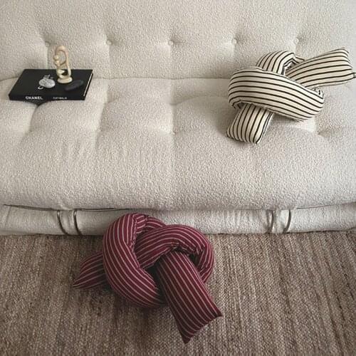 Pillow наволочки декоративные Nordic Style INS Knitted Stripe Knot Lovely Living Room Sofa Art Deco Neck And Waist Pillows