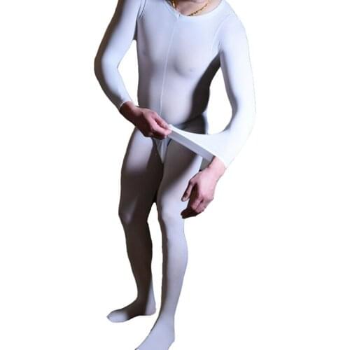 Plus Size Velvet Super Soft 120d Thick Elastic Bodystockings Mens Sexy Underwear Tights Penile Sheath Cock Pouch Bodysuit