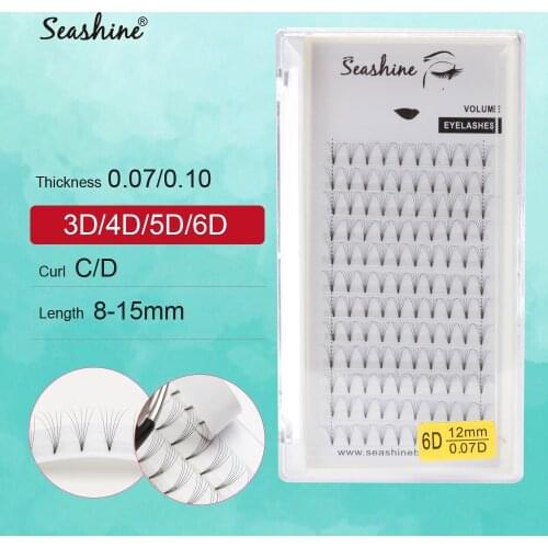 Seashine Short Stem Lashes Extension Russian Premade Volume Fans 3D/4D/5D/6D Pre-fanned Eyelash Extension