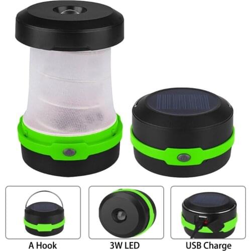 Solar Powered LED Camping Lantern Solar and USB Rechargeable Portable Collapsible LED Camping Lanterns Solar Tent Lights