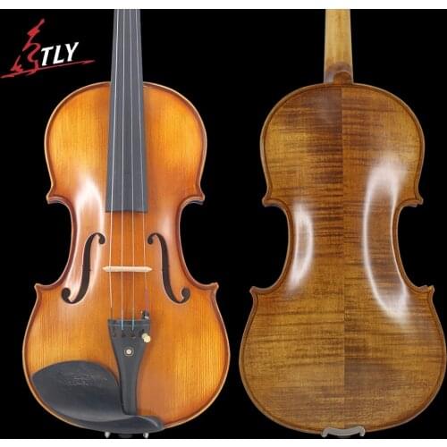 TONGLING Full Size Natural Flamed Maple Hand-craft Advanced Violin Spuce Face Ebony Fitted w/ Case Bow Rosin Mute