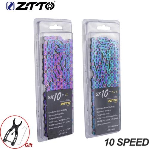 ZTTO MTB 10 Speed Chain 10s EL SLR Colorful chain Road Bicycle ultralight Durable missing link for parts K7 MTB Mountain Bike