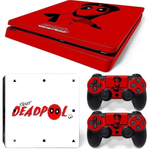 Marvel Deadpool Spiderman Vinyl Skin Sticker for PS4 Slim Console and 2 Controllers Decal Cover Game Accessories