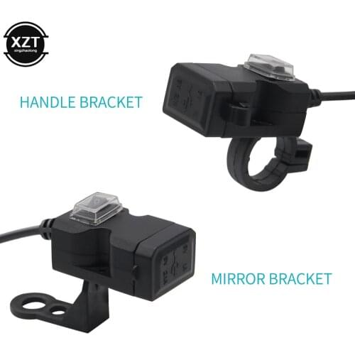 Dual USB Port 12V Waterproof Motorbike Motorcycle Handlebar Charger 5V 1A/2.1A Adapter Power Supply Socket for Phone Mobile
