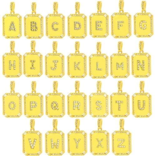 Accessories Accessories Luxury Full Diamonds Hip Hop Pendant with 26 English DIY Copper Microinlay Zircon Plated 24K Real Gold