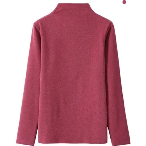 De velvet half high neck T-shirt womens plus size autumn and winter new style Korean couple self-heating warm bottoming shirt