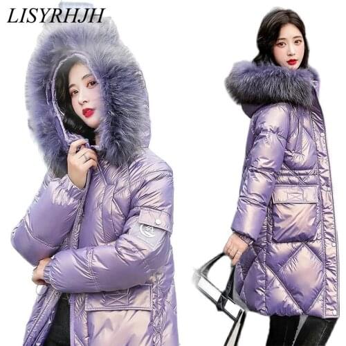 LISYRHJH Winter Long Coats Women Hooded Cotton Padded Clothing Female Big Pockets Warm Parka Plus Size S-3XL Jackets