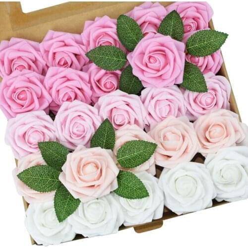 1 Box 25 Heads 8CM Artificial Simulation Rose Flowers Plants Bride Bouquet Home Wedding Party Decorative Scrapbooking DIY Flower