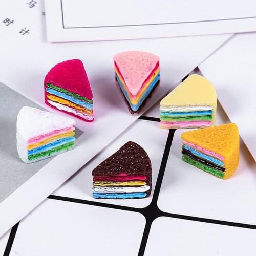 10pcs/lot Kawaii Rainbow Color Resin Cake Flatback Cabochon For Food Art Supply Mobile DIY Decoration Craft Accessary