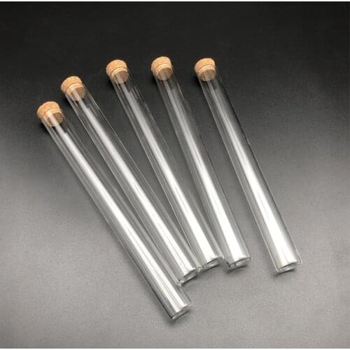 10pcs/lot Laboratory18x180mm Clear Flat Bottom Glass Test Tube with Cork, Wedding Vial, Thicken Glass Tubes