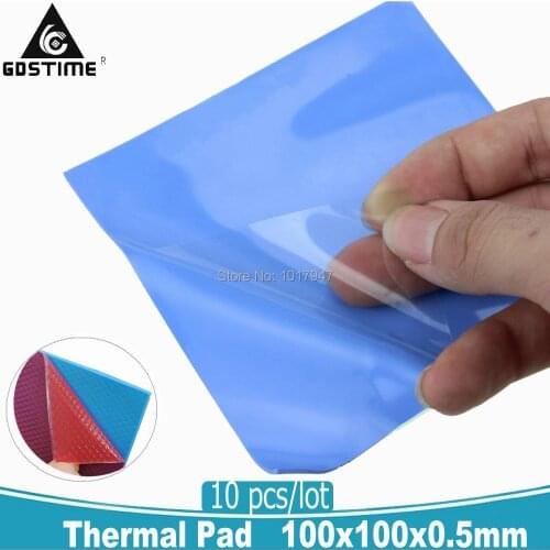 10 Pieces lot Blue 100x100x0.5mm Computer PC GPU SMD DIP IC Silicone Compound Conductive Thermal Pad
