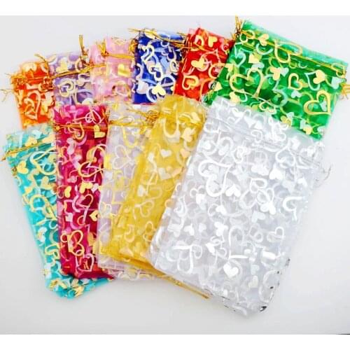 100Pcs Rose Design Organza Bags Jewelry Gift Pouches Candy Bag GB032 11colors 13X18cm