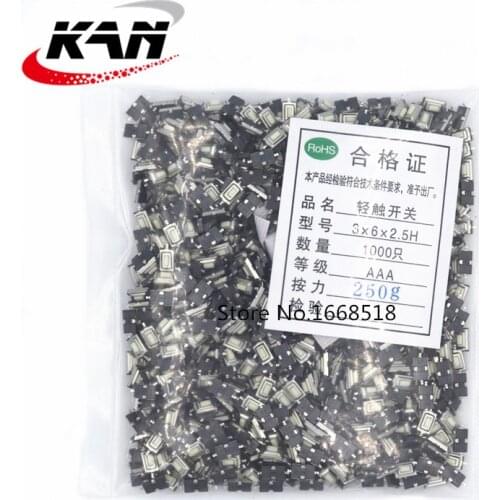 1000pcs Touch Micro Switch 3X6X2.5MM 3*6*2.5 SMD White Button Head