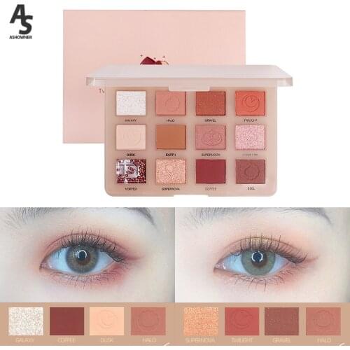 12 Color Pressed Matte Glitter Eyeshadow Palette Waterproof Long-lasting Eyeshadow Pigment Diamond Shimmer Nude Shiny Makeup