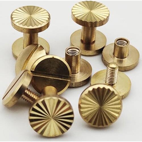 2 Sets Brass Belt Screw Flat Head Rivet Luggage Leather DIY Handmade Metal Craft Screw Nail Rivet Garment Accessories 4-10mm