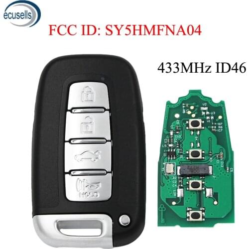 4 Buttons Smart Remote Key Fob 433MHZ ID46 Chip For Hyundai IX35 I30 2008 2009 2010 2011 2012 2013 2014 FCC:SY5HMFNA04