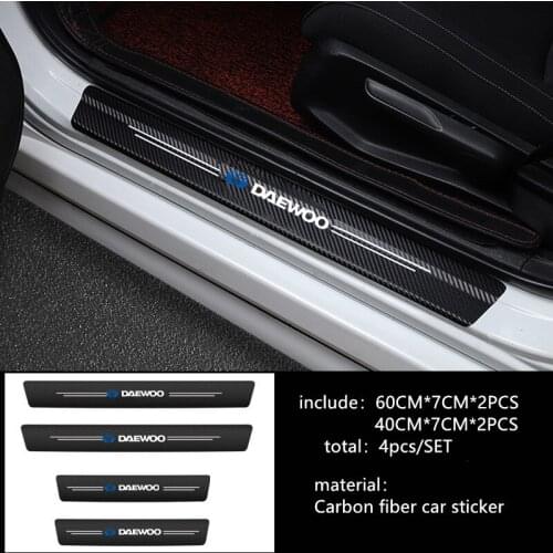 Car-Styling 4PCS Carbon Fiber Door Sill Carbon Fiber Sticker Decals For Daewoo Espero Nexia Matiz Lanos Nubira