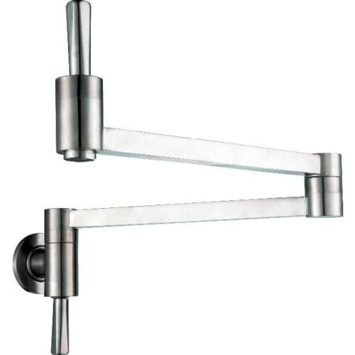 Free ship Wall Mounted solid Brass single cold Pot Filler faucet tap, Double Joint Spout Nickel Wall Mounted Kitchen Faucet NEW