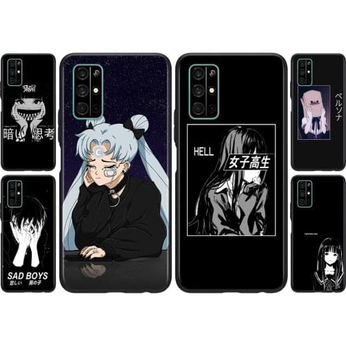 Silicone Cover Sad Japanese Anime Aesthetic For Huawei Honor 30i 10X 30S 9A 9S 9X 30 9C 20 20S V20 10i 10 7C Pro Lite Phone Case