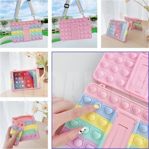 Push Bubble Case For iPad Pro 2020 2019 2018 iPad Air 1 2 Mini 5 4 3 2 1 Relive Stress Toys Silicone Rainbow Tablet Cover