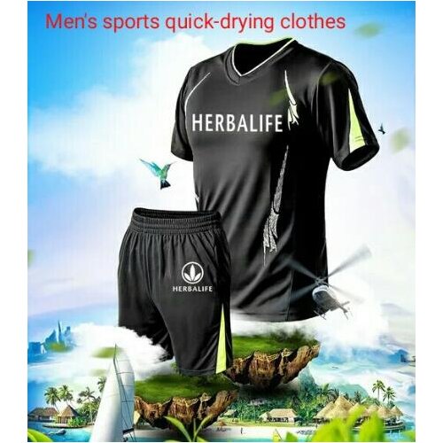 Herbalife clothes new sports quick-drying breathable moisture wicking male summer sports fitness outdoor sportswear large