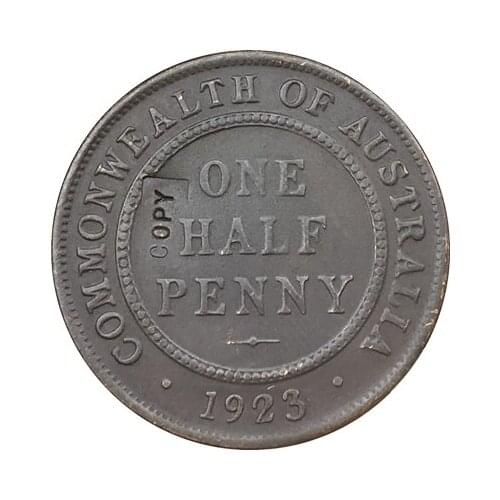 REPLICA Double face 1923 Australia One Half Penny Coin Copy 100% coper