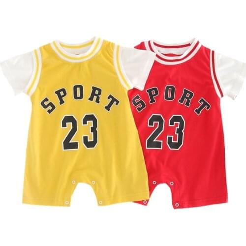 Infant Baby Boy Short Romper Outfit Short Sleeve Summer Sports Costume Set Toddler Boys One Piece Shortalls Cotton Jumpsuit