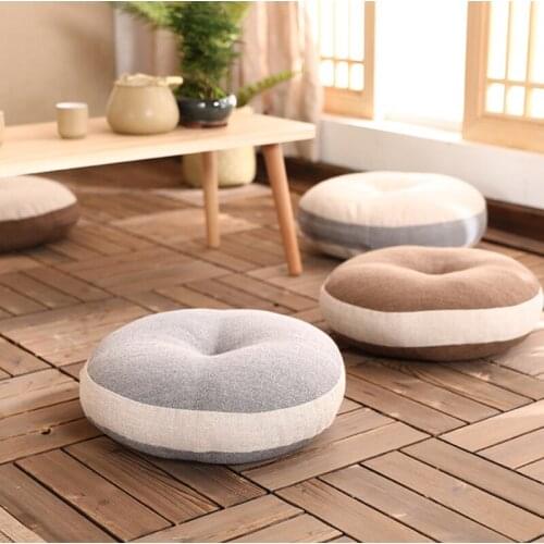 40x15cm Round Shape Cotton Linen Seat Cushion Silk Cotton Core Tatami Cushion Pillow Home Decoration Soft Car Sofa Cushion