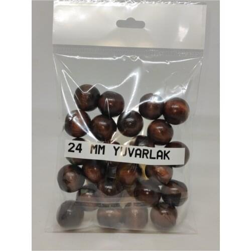 24 Mm Round Wooden Beads Coffee 100 G 22 Pcs