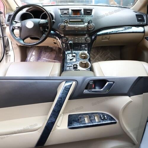 Lsrtw2017 black peach abs car dashboad gear window control panel trims for toyota highlander 2008 2009 2010 2011 2012 2013