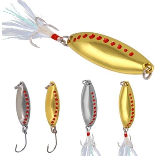 Luya Fishing Bait Artificial Concave Metallic Sequins Rotating Feathered Blood Trough Hook Carp Freshwater Gadgets Accessories