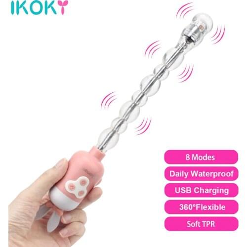 G Spot Vagina Massager Magic Wand Vibrators Butt Plug Long Dildos Anal Beads 8 Modes Vibrator Flexible Sex Toys for Women Men