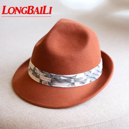 Fashion Wool Felt Fedora Hats Men Chapeu Panama Trilby Hat Female Cap Free Shipping PWFR071