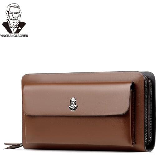 Pochette wallet dual zipper mens clutches portefeuille homme lux passport cover large capacity leather long grote portemonnee