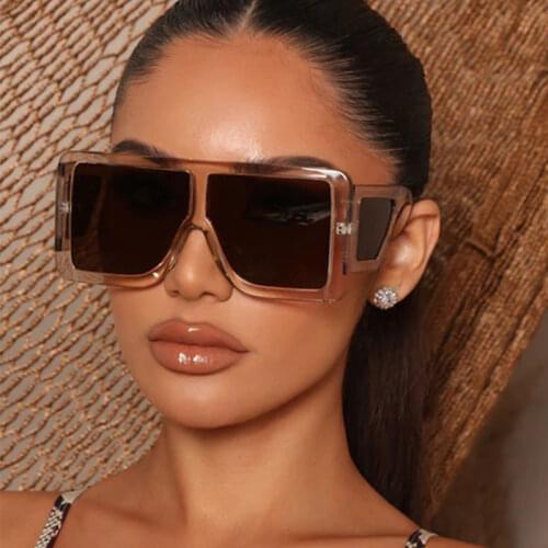 Fashion Square Oversized Sunglasses Women Men Luxury Brand Designer Big Frame Gradient Sun Glasses New Flat Top Large Eyewear