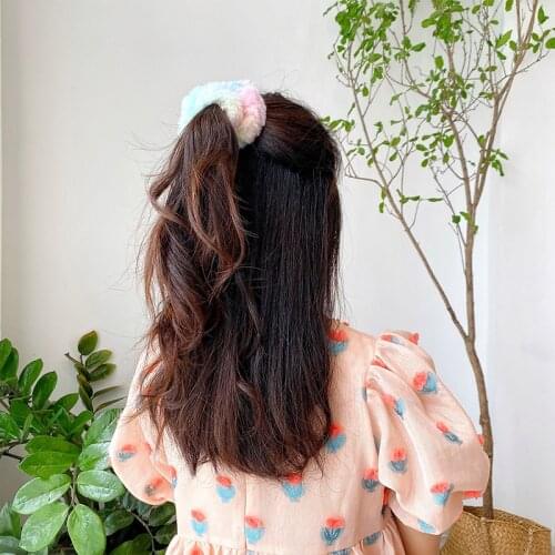 New Arrived Women Plush Solid color Hair Bands Scrunchies Girls korea style fashion Accessories Ponytail Holder