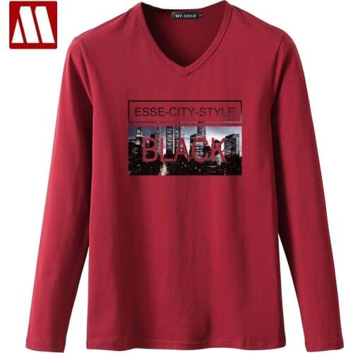 New High Quality Cotton Men t shirts Casual Full Sleeve t-shirts For Men ESSE-CITY-STYLE Printed Mens tshirts Plus Size S~5XL