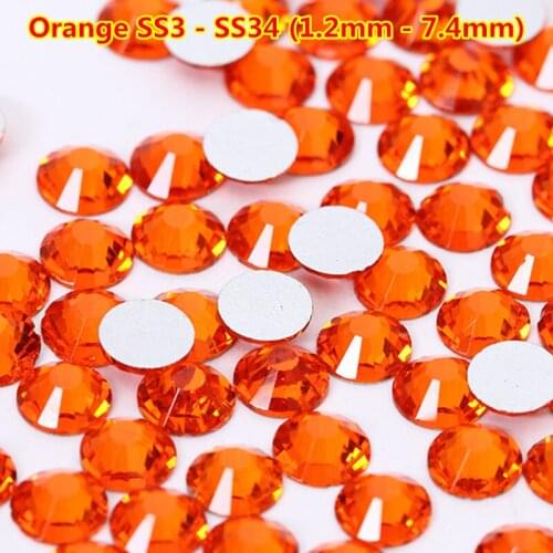 Free Shipping (have tracking news) ss3- ss34 (1.2mm - 7.4mm) 1440pcs Orange Rhinestone Non Hotfix Flat Back Nails Glass Crystals