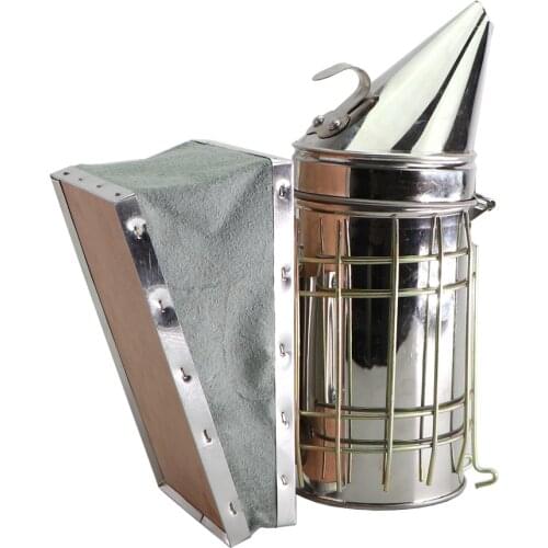 Beekeeping Smoker Stainless Steel Manual Bee Hive Smoke Transmitter Galvanized Sheet With Heat Shield Apiculture Beekeeper Tool
