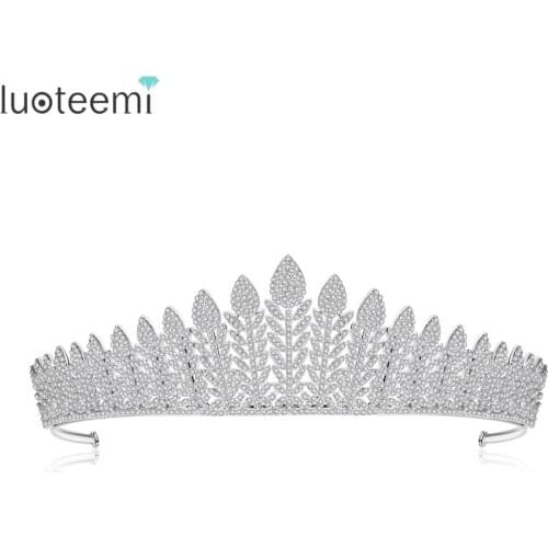LUOTEEMI Royal Princess Queen Wedding Engagement Hairband Tiara for Women Crown Hair Accessories Fashion Jewelry Christmas Gift