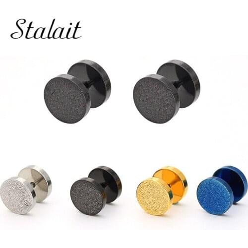 Japan and South Korea Simple and Exquisite Round Frosted Barbell Earrings Titanium Steel Stainless Steel Hypoallergenic Earrings